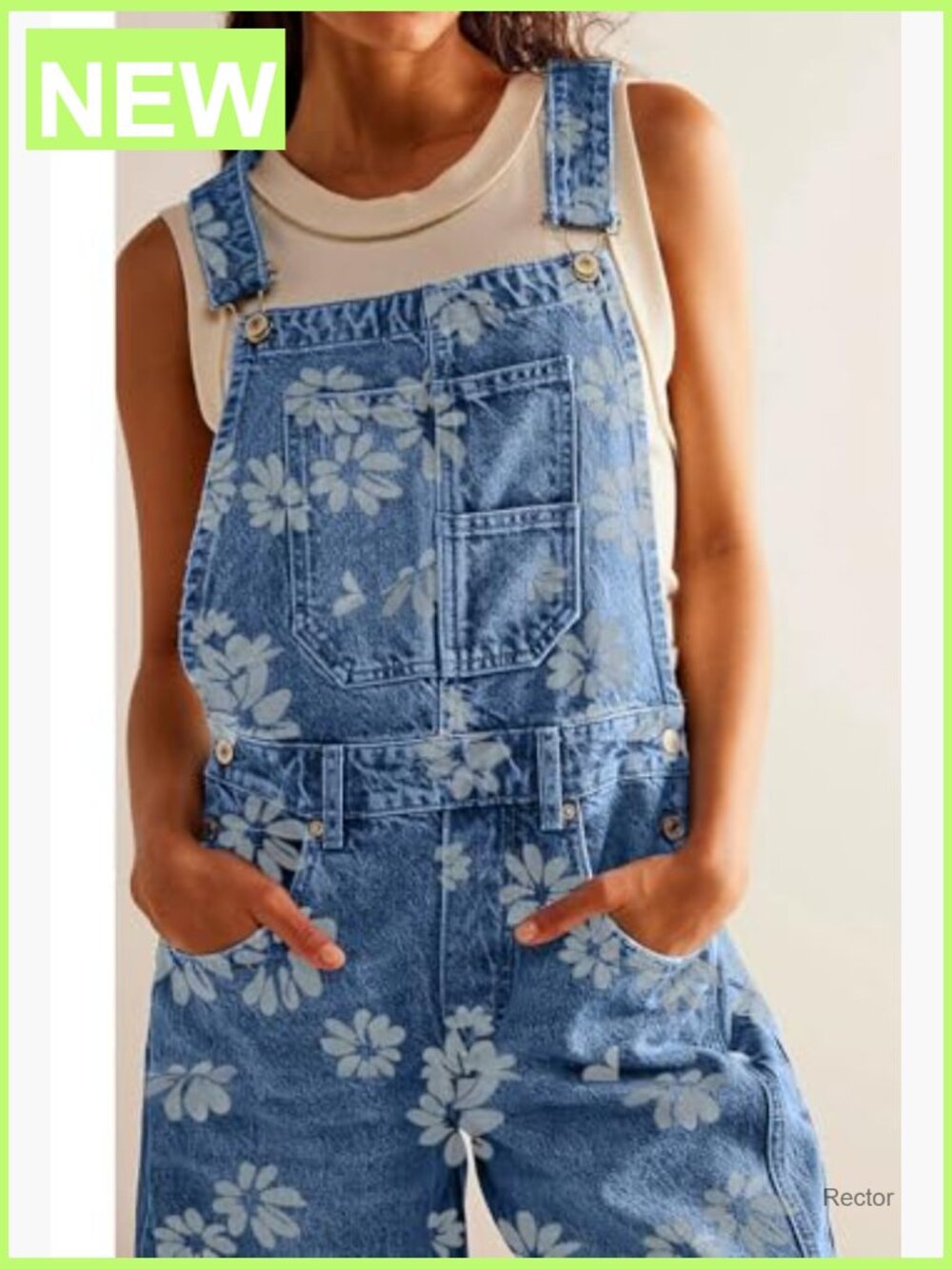 Floral Print Denim Overalls Baggy Barrel Jeans Y2k Wide Leg Jumpsuit - Picture 4 of 7